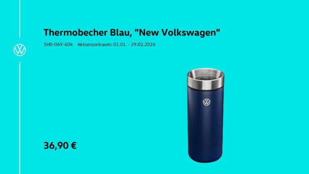 Thermobecher Blau, "New Volkswagen"